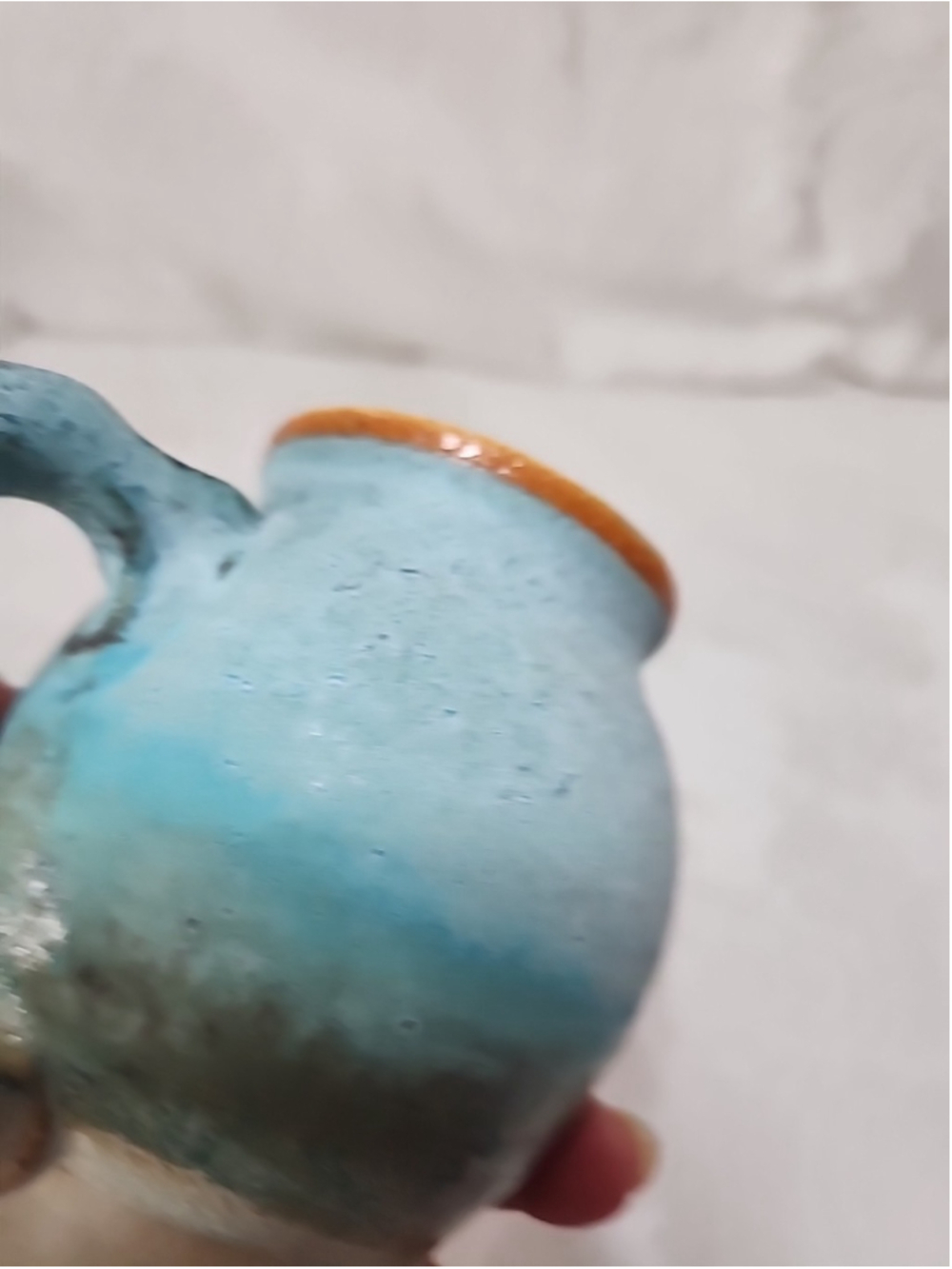Studio Pottery Mug Turquoise Hand Thrown Signed 4 Inch Arizona - Picture 8 of 15